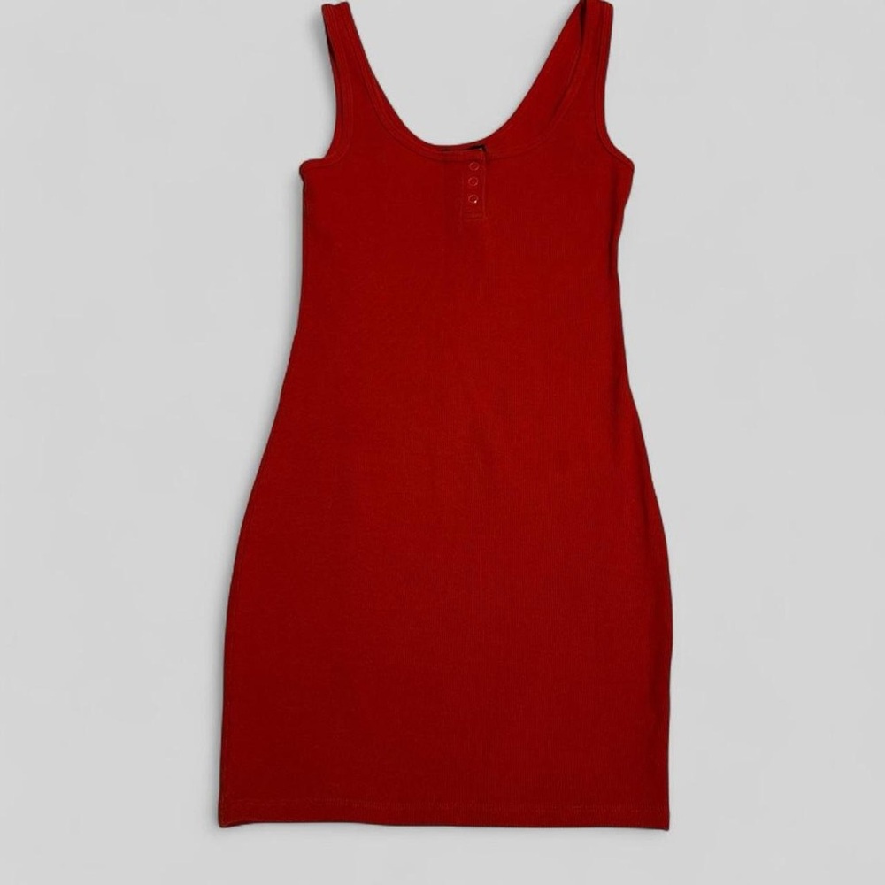 Zara Ribbed Button-Front Tank Top - Red - Picture 1 of 6